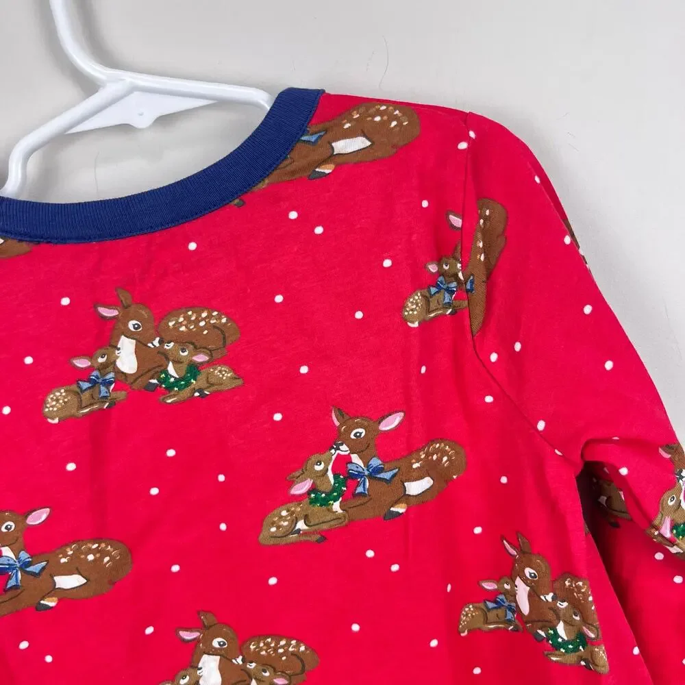 Mini Boden Printed Tunic Rockabilly Red Festive Deer 5-6 NWT